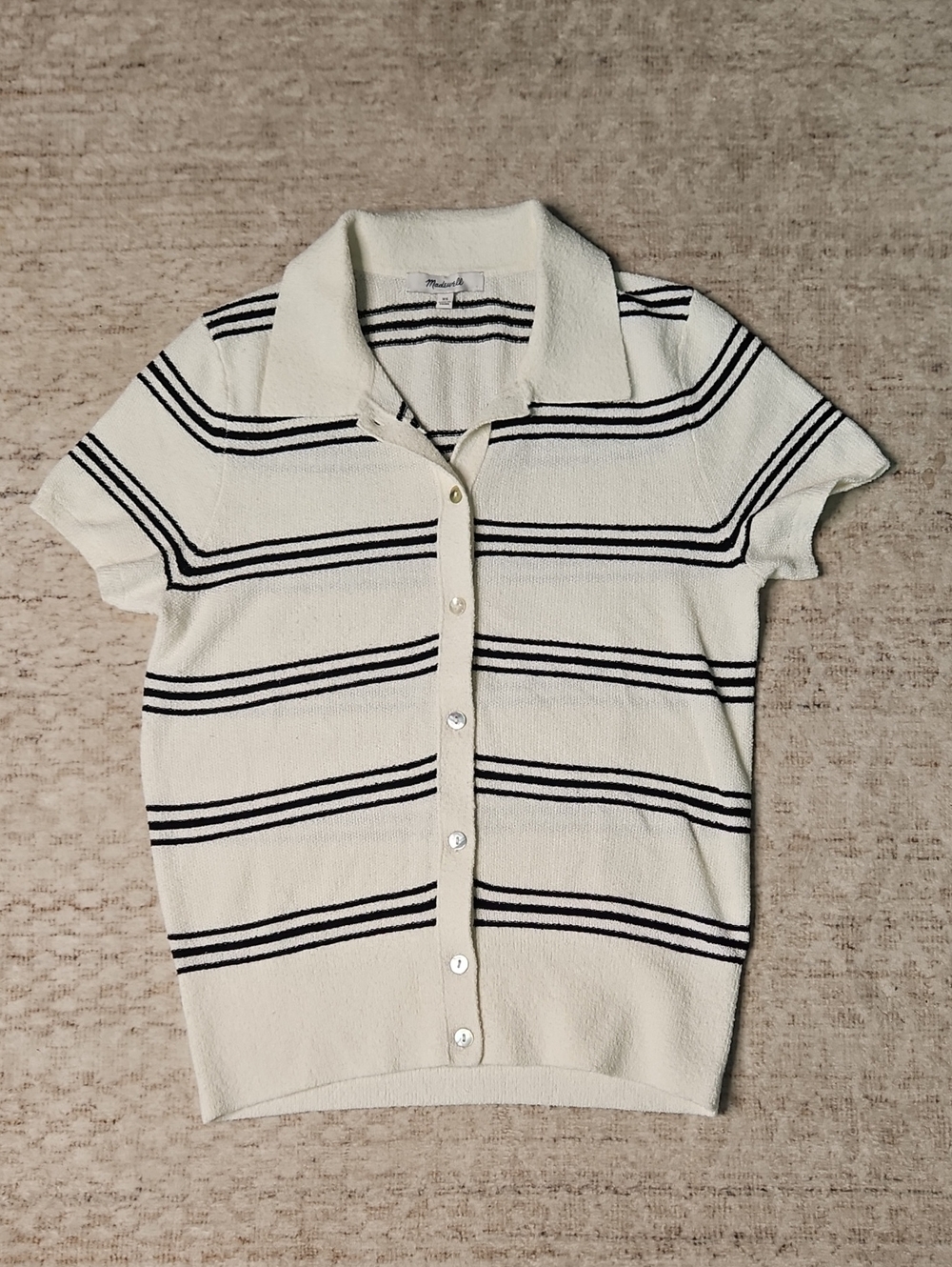 Madewell Women's Striped Polo Sweater Tee - Picture 7 of 13